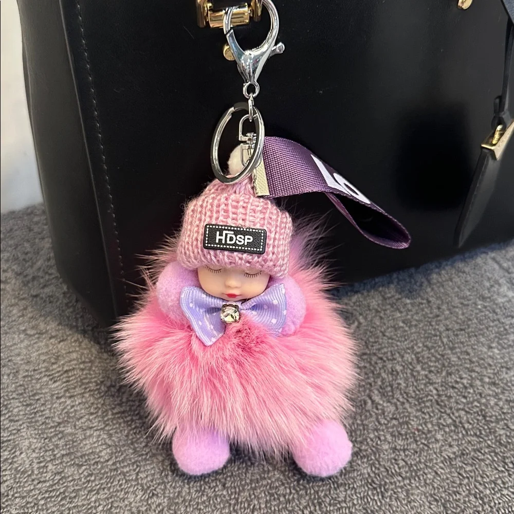 Pink Fluffy Baby Keychain Charm